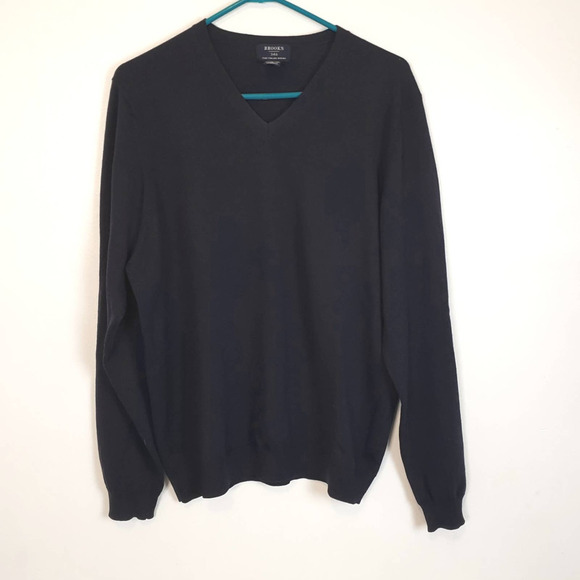 Brooks 346 Fine Italian Merino Wool Sweater Dark Navy sz L - Picture 1 of 3